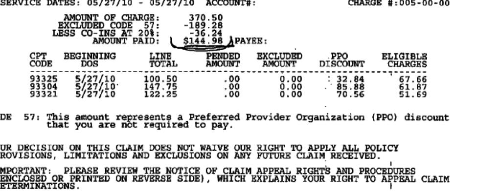 Primary carrier EOB from example above: COB: Duplicate coverage secondary payment formula: Secondary balance - the amount owed by the patient after the primary payment.