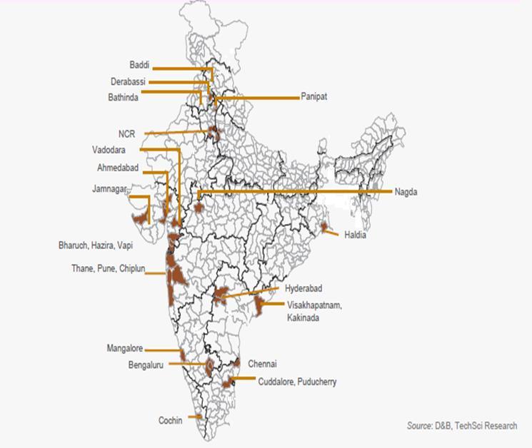 WIDESPREAD CHEMICAL INDUSTRY INFRASTRUCTURE ACROSS INDIA (Source: Indian Chemical Industry Analysis - India Brand Equity Foundation - www.ibef).