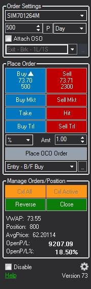 Placing Orders Using the Chart Trade Bar Place Orders by Clicking in a Chart Order Settings Account Number - The Account to use for your trades in this chart.