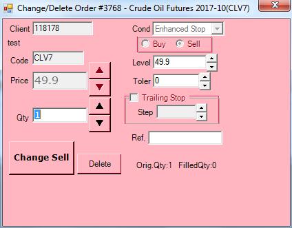 8.0 Order Ticket Amending Order To Change/Amend a working order, click Account and select Account Info.