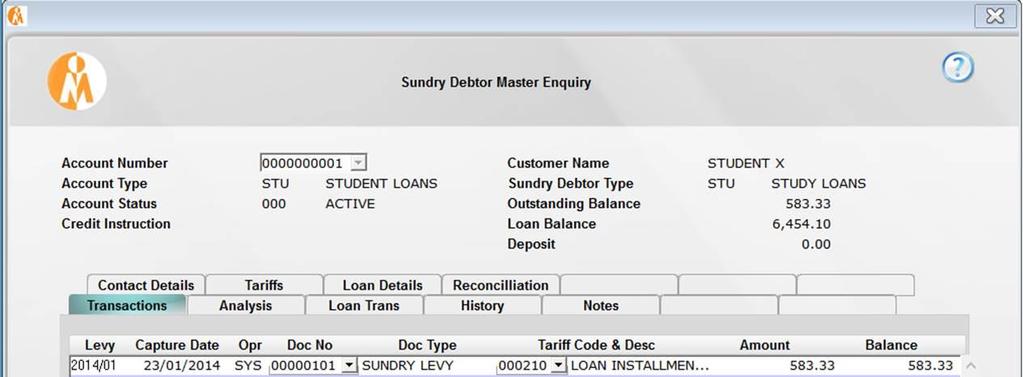 Note that the installments credited and interest debited on Loan Account: