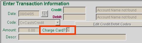 When Entering the Transactions when you get to the Credit Card? Box either select Y or +.