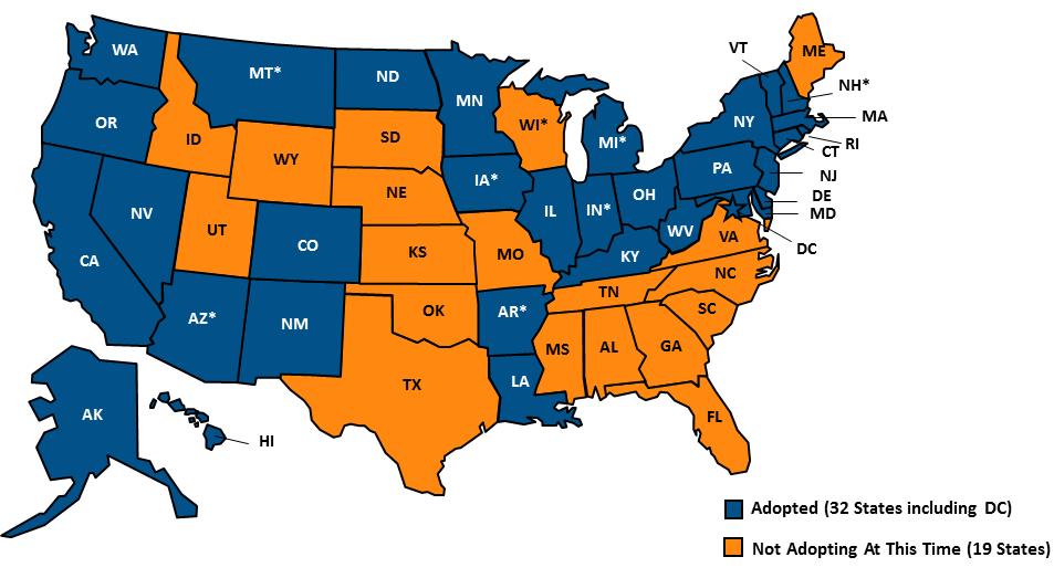 Medicaid Expansion in 2017: 32 States Including the District of