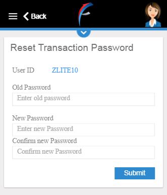 Once the user clicks on OK, the following message prompt is displayed to reset the transaction password.