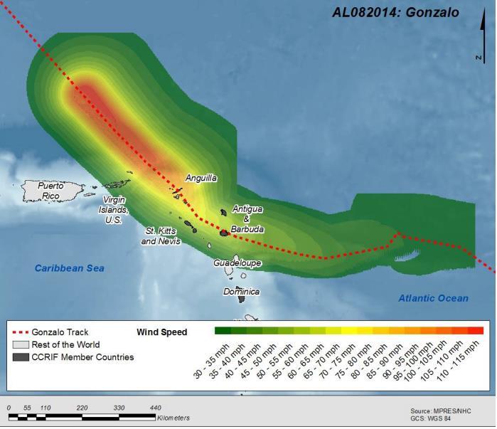 CCRIF SPC Annual Report 2014-2015 Page 25 The centre of Tropical Storm Fay passed over Bermuda on 12 October at 0900 UTC with maximum sustained winds of 70 mph (110 km/h) accompanied by gusts as high