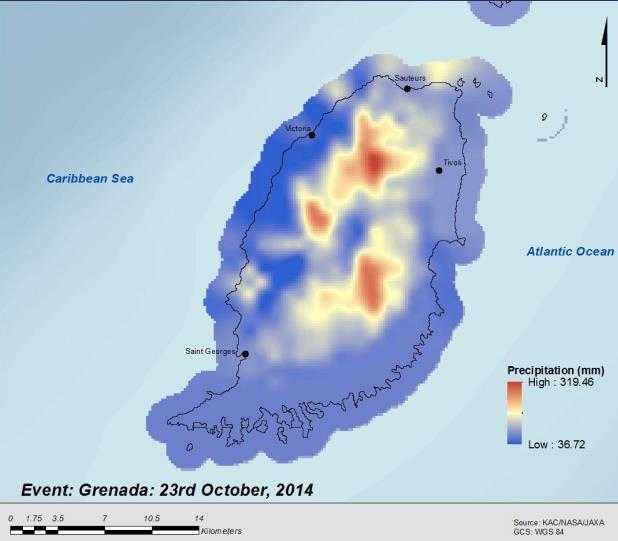 CCRIF SPC Annual Report 2014-2015 Page 29 Grenada October Rainfall Event On 23 October 2014, Grenada experienced heavy rainfall as a result of a very strong easterly tropical wave that affected the