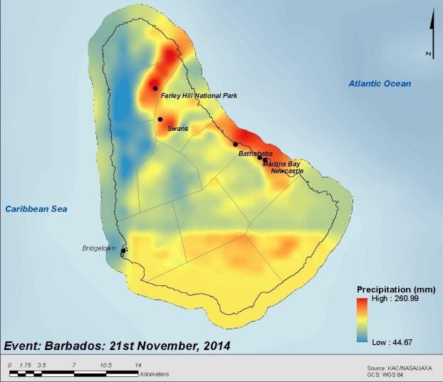 The Caribbean Rainfall Model indicated that a CARE was generated in Haiti starting on 8 November 2014 and ending on 10 November 2014.