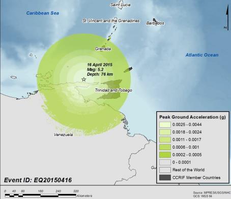 Reports from Saint Lucia indicated that shaking intensities ranged from II to IV on the MMI.