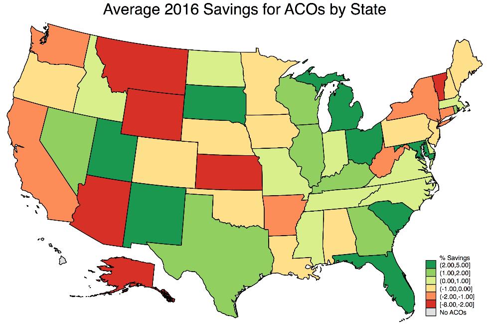 ACO 2017 SAVINGS BY REGION Geographic Region Percent Achieving Savings Relative to Benchmark Net Per Beneficiary