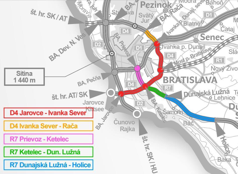 Bratislava Ring Road D4/R7 Project Description D4 will bypass Bratislava and is part of the TEN-T network Directs transit traffic away from the city and speed up commuting from