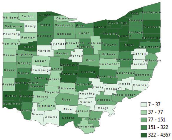 Map 1 Total New Employment Per County Due