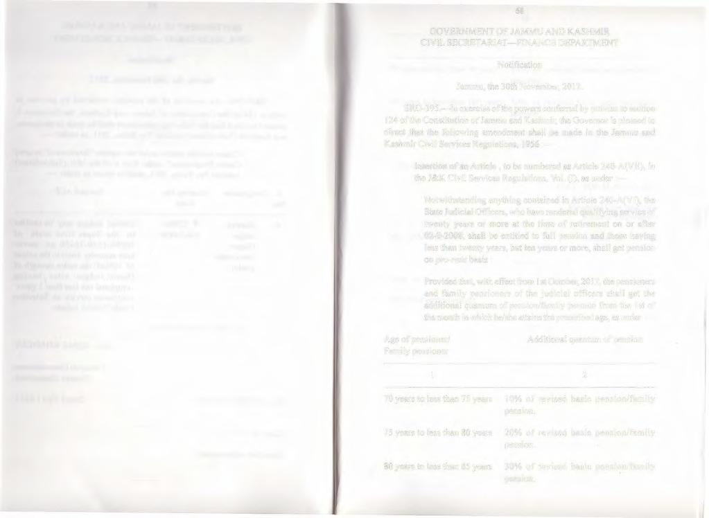 68 GOVERNMENT OF JAMMU AND KASHMIR CIVIL SECRETARIAT-FINANCE DEPARTMENT Notification Jammu, the 30th November, 2012. SRO-395.