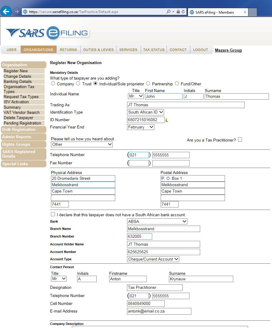 Registering New Taxpayers Taxpayers Address Taxpayers