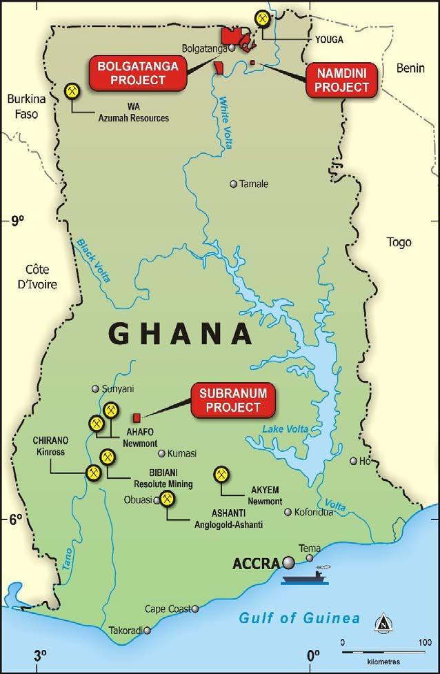 OVERVIEW - NAMDINI PROJECT New discovery in Northern Ghana Large system mineralisation discovered over 1km strike, ~200-300m width and ~350m depth Only ~13,000 Diamond metres and