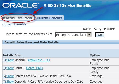Step 2 Benefit Enrollment 1. Select Next on the Dependents and Beneficiaries page to continue with your benefit enrollment. 2. In the Select Program page click to select RISD Life and Disability Program and click Next.