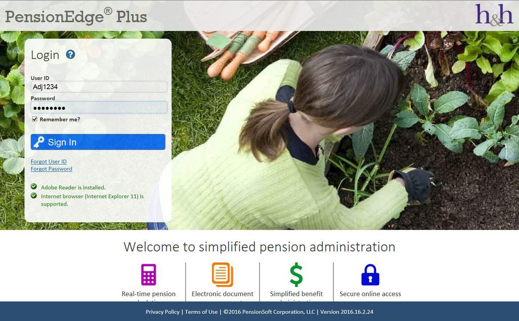 www.pensionedge.com The home page is the first screen to appear when you visit PensionEdge.