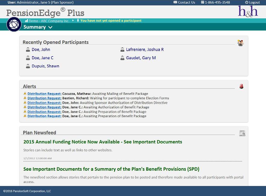 Summary Page The Summary Page is the first screen you will see after login.