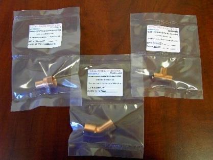 All Oxygen cleaned copper fittings are bagged and identified by fitting description and lot number.