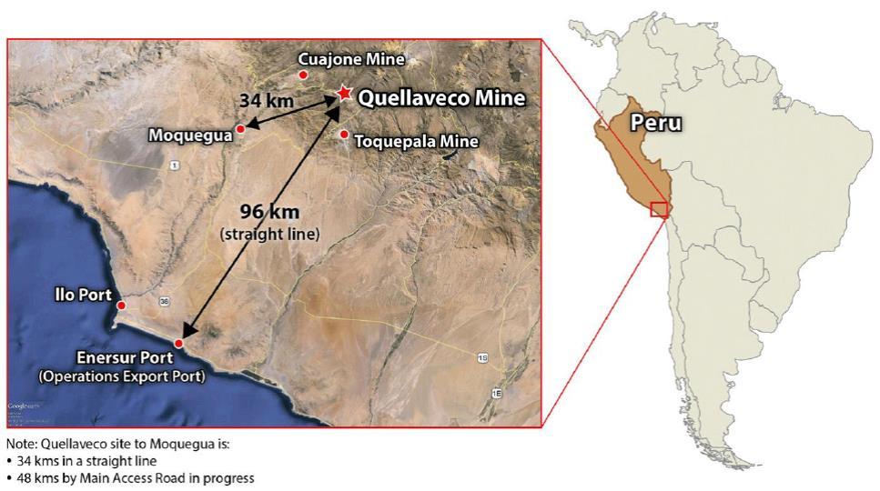 SOUTH PERU AN ESTABLISHED MINING REGION Located in mining-friendly South Peru, 34 kms from the city of Moquegua Fastest growing copper producing region in