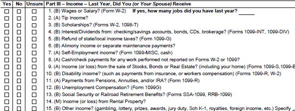 Income Section TAB D in 4012 gives