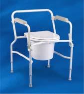 Previously G003 E803 Stationary Commode Drop Arm Chrome plated steel frame, clamp-on seat with lid. Seat height 23.