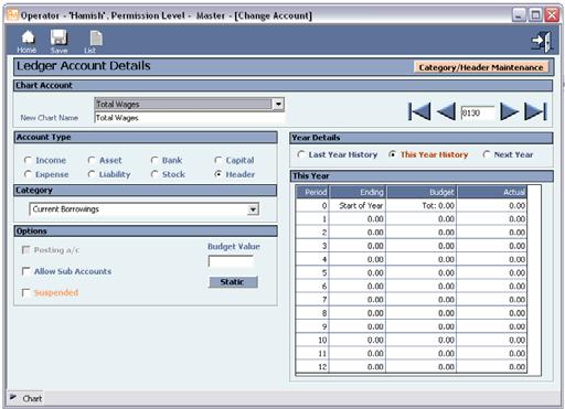 Figure 4.7 Chart Suspend Account Viewing Chart Balances Chart balances can be viewed by displaying a Trial Balance for the desired month.