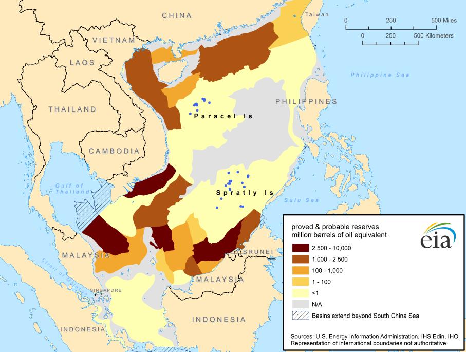 Figure 5: South China Sea oil and natural gas proved and probable reserves map Sources: EIA, CGIHK