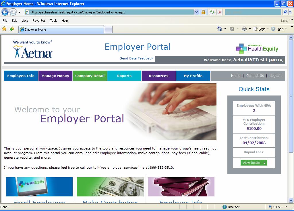 Once the Employer is set up, the Employer/Broker can then log on to the Employer portal to create individual accounts and electronic