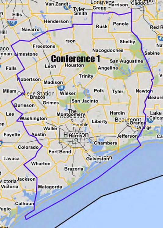The rationale for the territory that would encompass Conference 1 includes: Southeast Texas cultural, media and economic affinities to