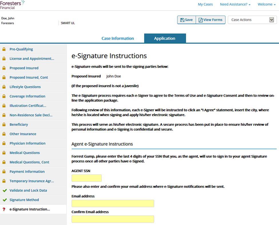 Signing using the ClickWrap Signature Method e-signature Instructions Screen First screen