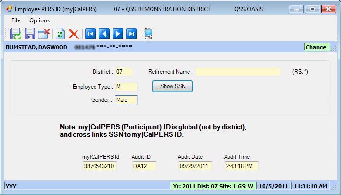 allows you to change the my CalPERS Id box, the select the p Save icon and Return or Save and Stay