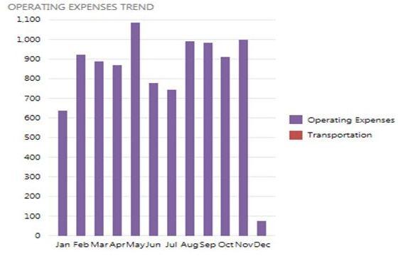 Operating Expenses Year to Date chart shows year to date amounts for Total Expenses, Expenses per BOE, Transportation and Operating Expenses.