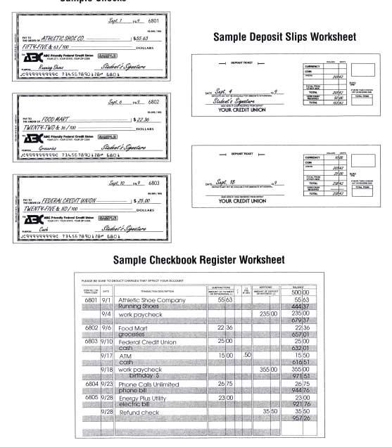Managing Your Checkbook: Completed Samples Sample Checks