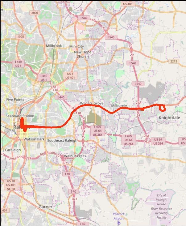 ID: TO003-F Type: Express/Regional Bus Service Description: GoTriangle, in cooperation with the Town of Knightdale, will continue to provide peak-period service between downtown Raleigh and