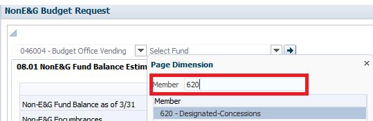 You can search for the fund by entering it in the Member field or