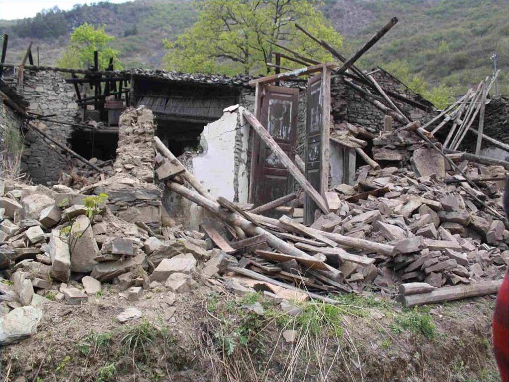 collapsed rural dwelling housing In rapid responding to the devastating earthquake, the Chinese government made comprehensive deployment, led and mobilized all relevant