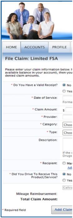 Online Claim Form Enter