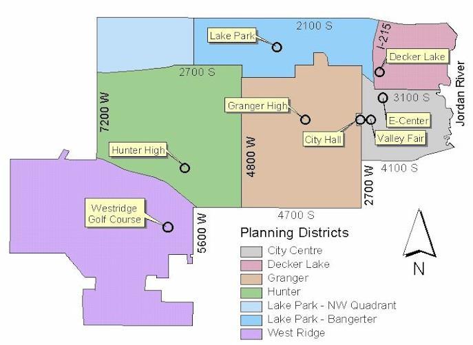 Percent Dollars (thousands) Source: West Valley City Maps Figure 41 West Valley Planning Districts West Valley are relatively more affluent than the easternmost census tracts.