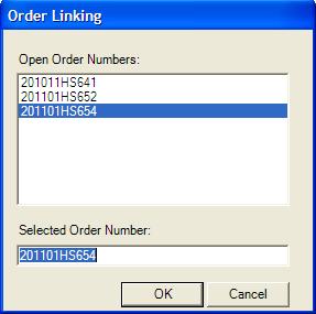 If you already have ProForm order(s) open, they will be listed in the Order Linking dialog.