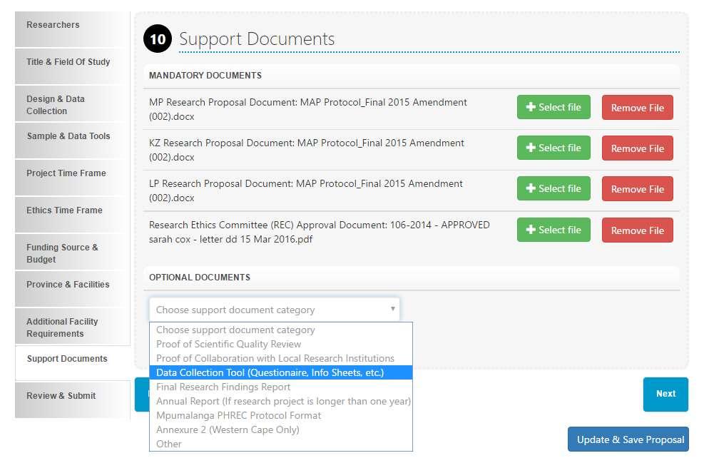 1. Choose the support document