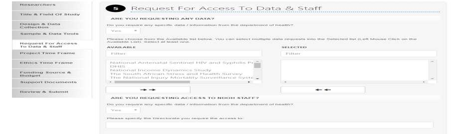 Step 5 Request for Access to Data & Staff This step requires