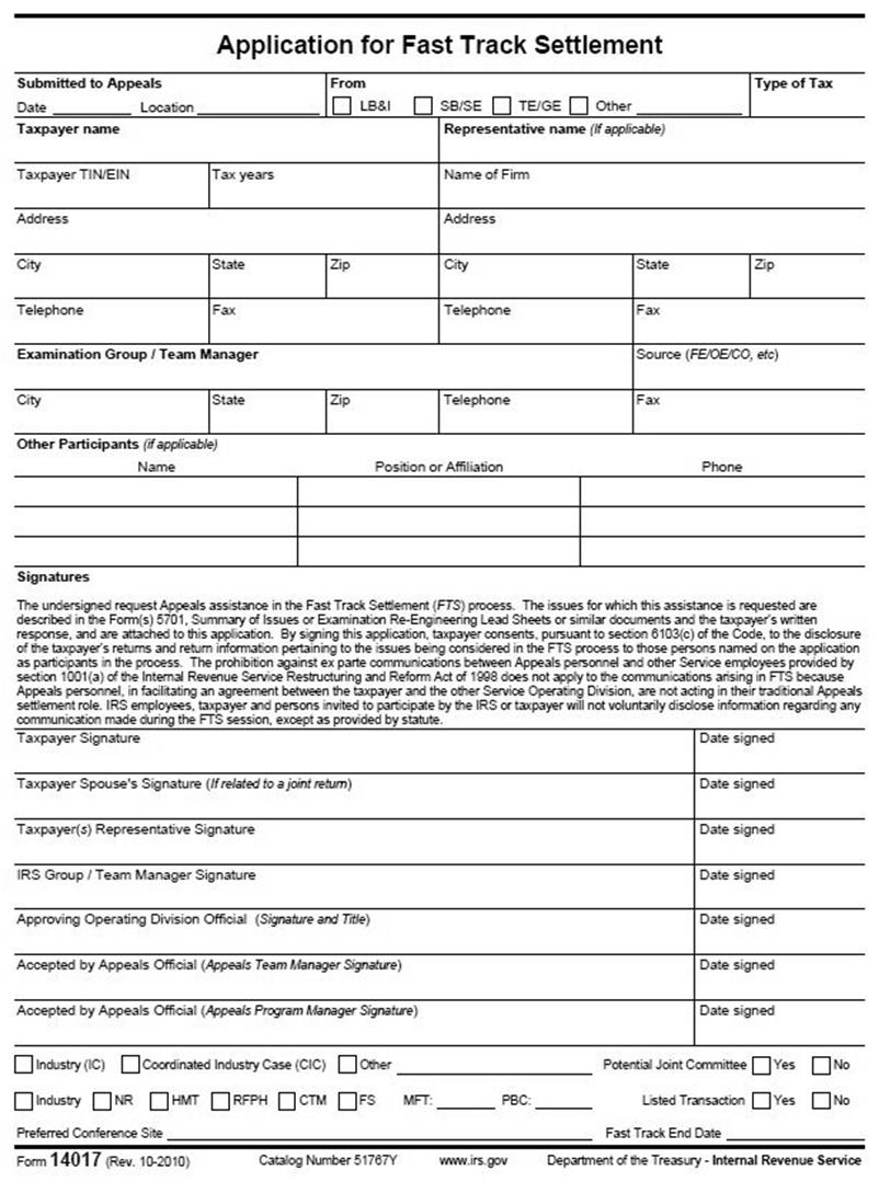 IRS Form 14017 Application