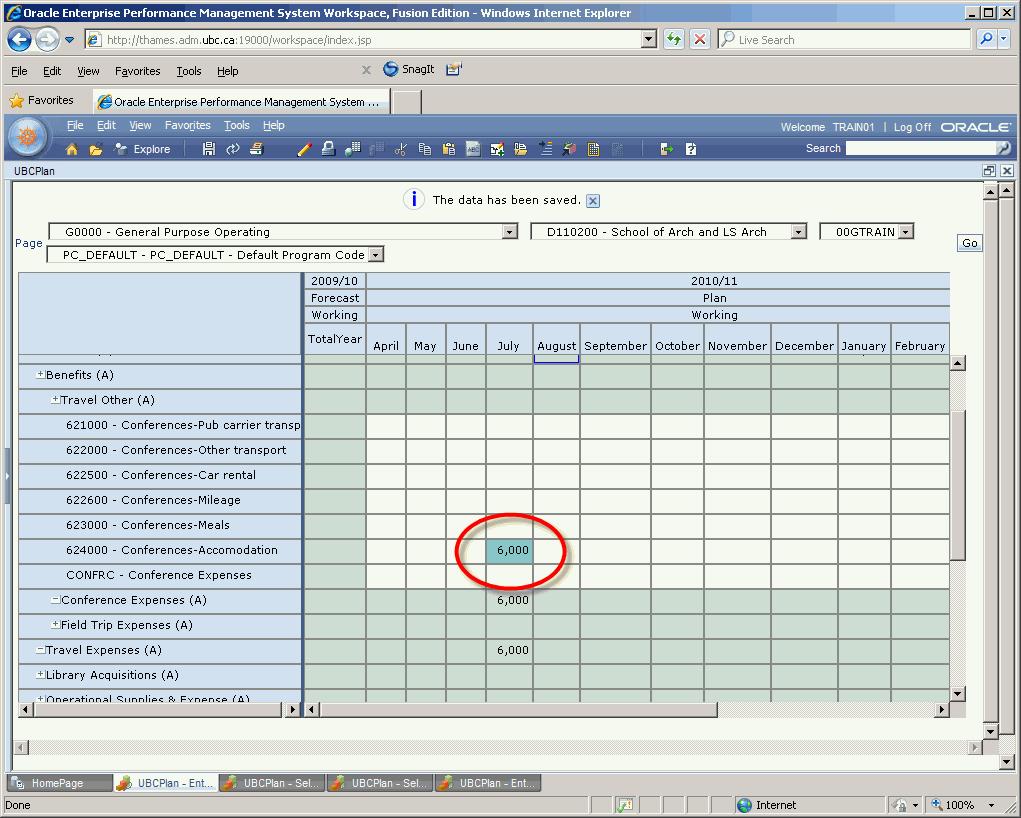 Campus-Wide Budgeting System Tutorial / 39 Exercise 3-5 Spreading Data Using Grid Spread Grid Spread automatically distributes amounts from summary Members to level 0 Members based on selected