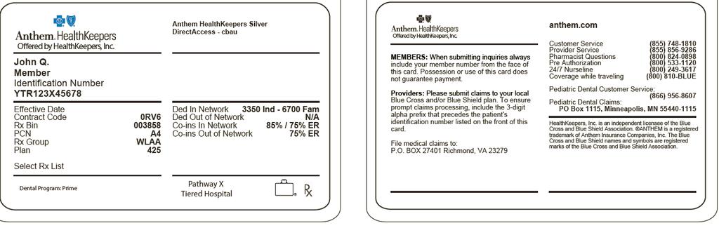 Prefixes Product Member ID cards include prefixes as part of the member identification number. Prefixes are specific to medical ACAcompliant plans sold on and off the exchange.