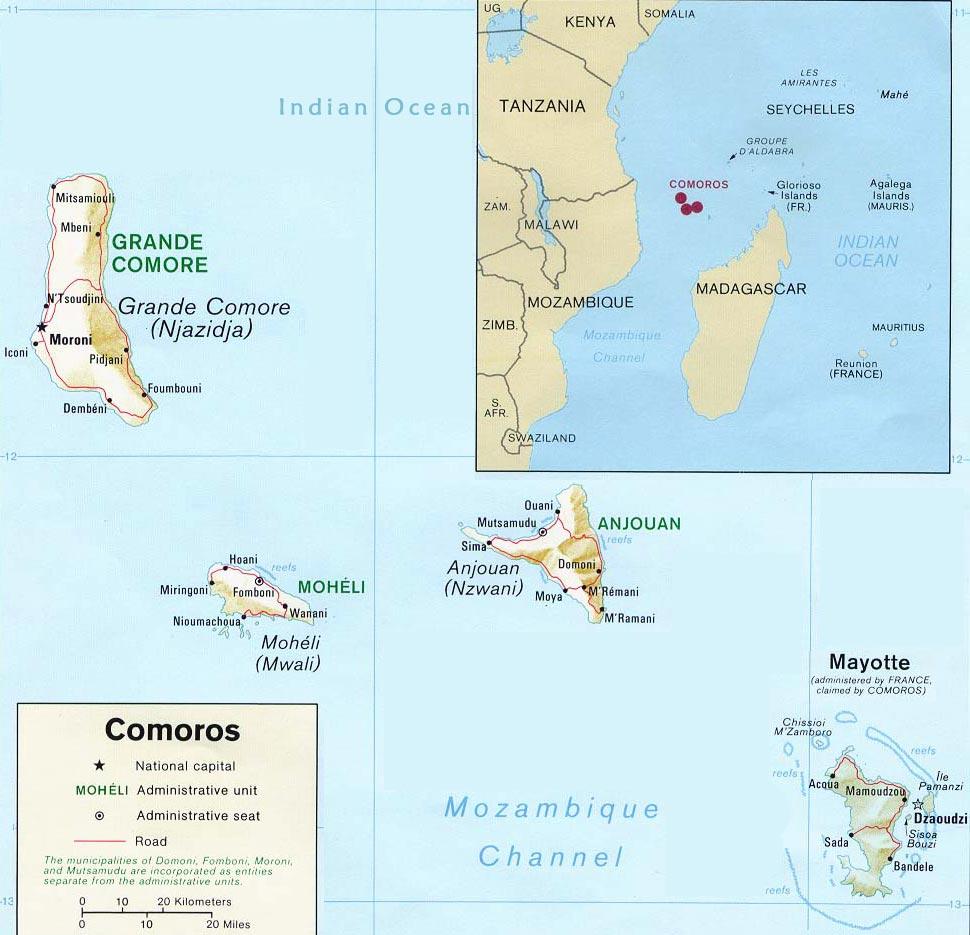 PART I BACKGROUND The Union of Comoros is a small island nation consisting of an archipelago of 3 islands off the coasts of Mozambique and Madagascar (see map) structured into three regional states