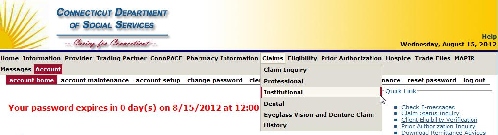 Access to Claim Submission Tool www.ctdssmap.