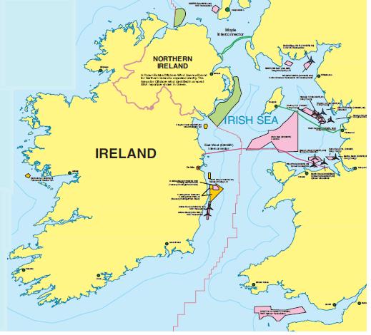 Offshore Projects Under Development in Irish Waters SSE Renewables Lease for 200 turbines on the Arklow Bank Codling Wind Park Lease for 220 turbines on the Codling Bank plus application for a