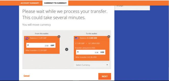 Currency to Currency This allows you to transfer money between currencies by doing the