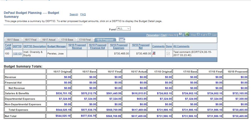 9. SWITCH FROM TAB VIEW TO SHOW ALL COLUMNS VIEW 1. Navigate to the Budget Summary page 2.