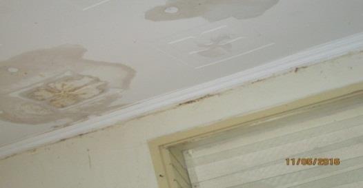 to caving in of the ceiling. Photos are as below; defects. Destroyed ceiling in one of the offices of the Institute 8.